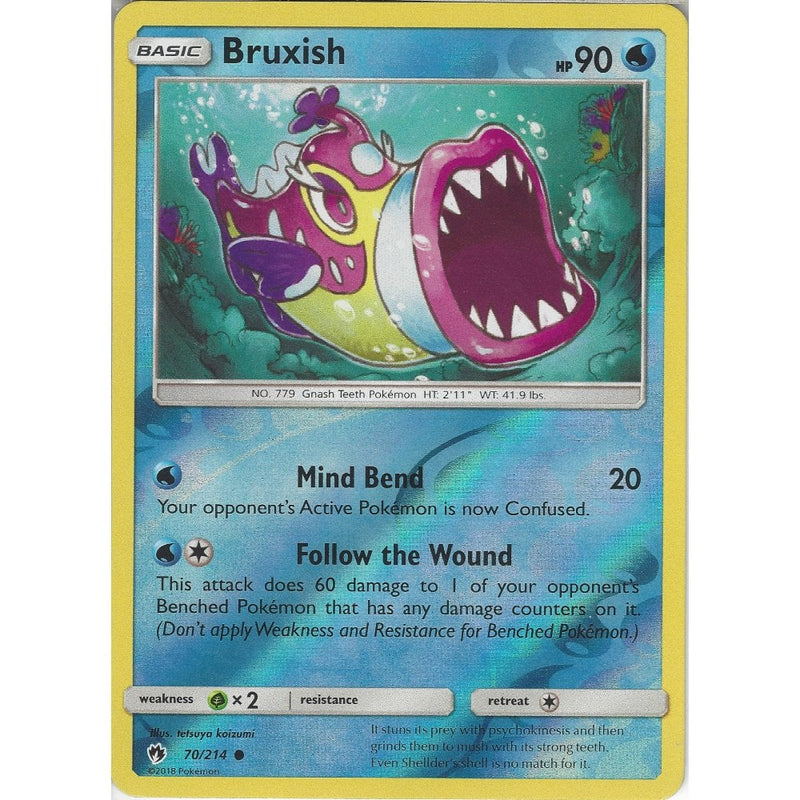 bruxish pokemon card Pokemon Bruxish - 70/214 - Common Reverse Holo Card - SM8 Lost Thunder