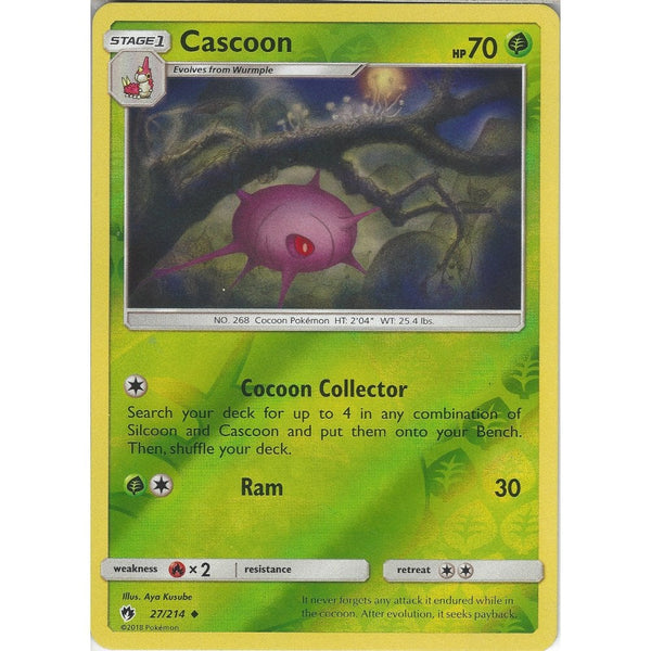 Pokemon Cascoon - 27/214 - Uncommon Reverse Holo Card - SM8 Lost Thunder