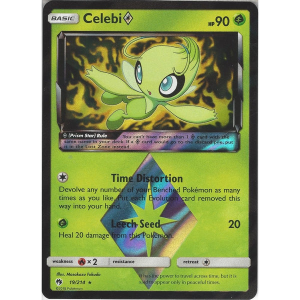 Pokemon Celebi Prism Star - 19/214 - Rare Holo Card - SM8 Lost Thunder