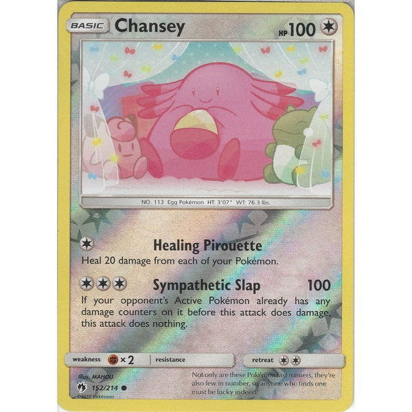 Pokemon Chansey - 152/214 - Common Reverse Holo Card - SM8 Lost Thunder