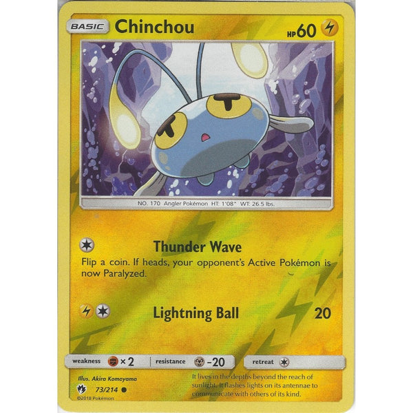 Pokemon Chinchou - 73/214 - Common Reverse Holo Card - SM8 Lost Thunder