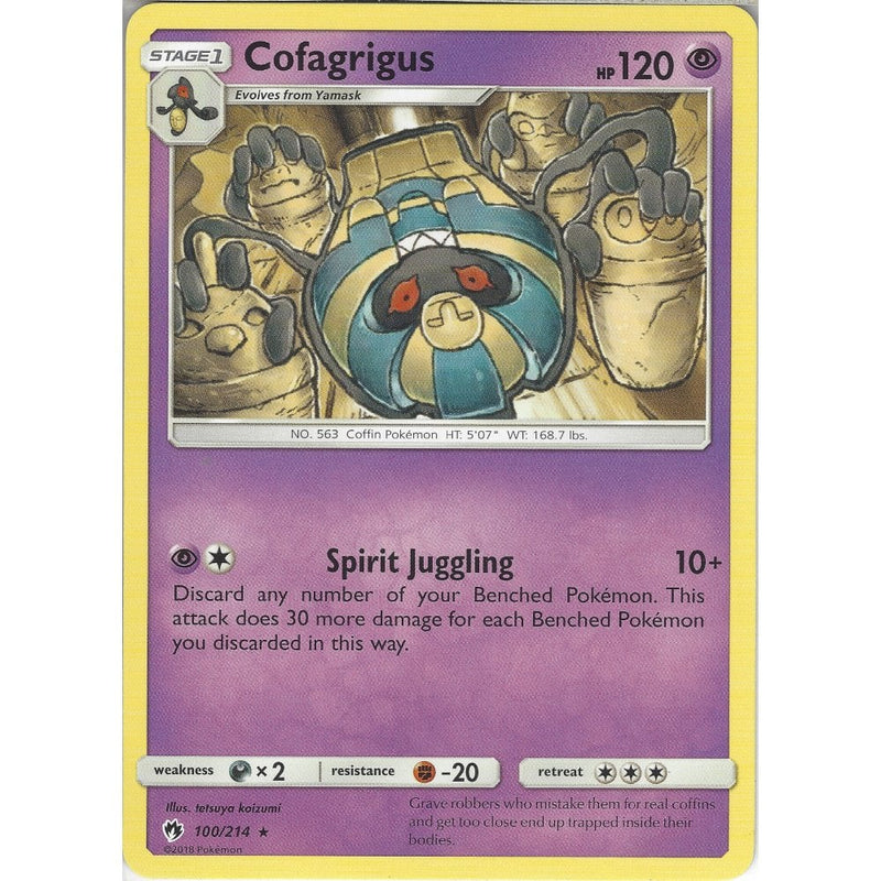 Pokemon Cofagrigus - 100/214 - Rare Card - SM8 Lost Thunder - Recaptured LTD Pokemon Cofagrigus - 100/214 - Rare Card - SM8 Lost Thunder - Recaptured LTD