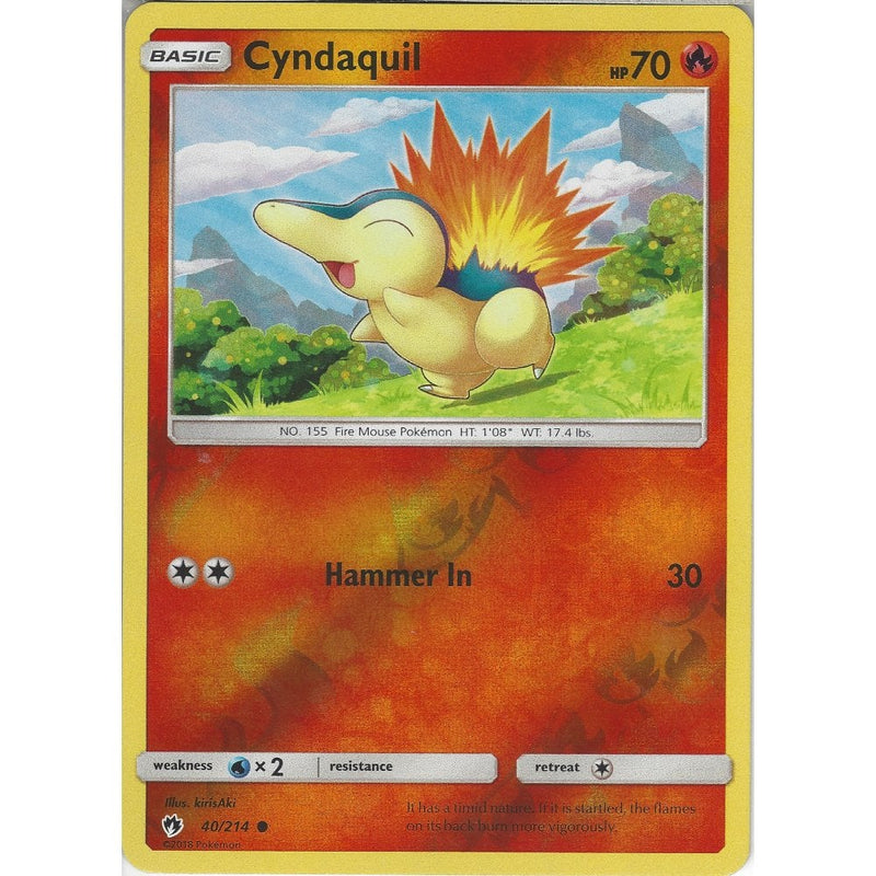 Pokemon Cyndaquil - 40/214 - Common Reverse Holo Card - SM8 Lost Thund