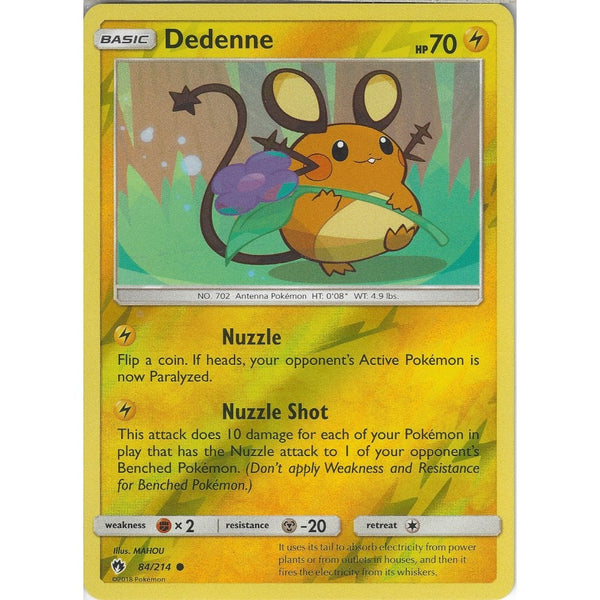 Pokemon Dedenne - 84/214 - Common Reverse Holo Card - SM8 Lost Thunder