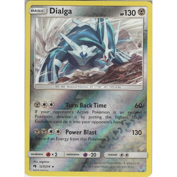 Pokemon Dialga - 127/214 - Rare Reverse Holo Card - SM8 Lost Thunder