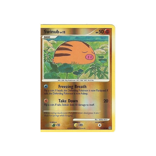 Pokemon Diamond And Pearl Stormfront - SWINUB 77/100 REV HOLO