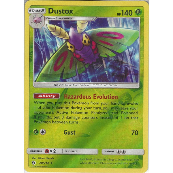 Pokemon Dustox - 28/214 - Rare Reverse Holo Card - SM8 Lost Thunder