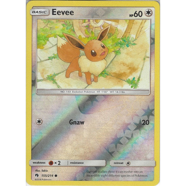 Pokemon Eevee - 155/214 - Common Reverse Holo Card - SM8 Lost Thunder