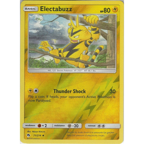 Pokemon Electabuzz - 71/214 - Uncommon Reverse Holo Card - SM8 Lost Thunder