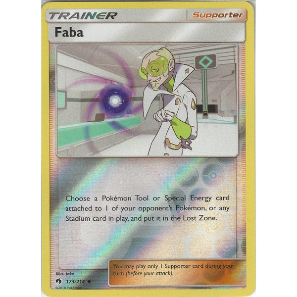 Pokemon Faba - 173/214 - Uncommon Reverse Holo Card - SM8 Lost Thunder