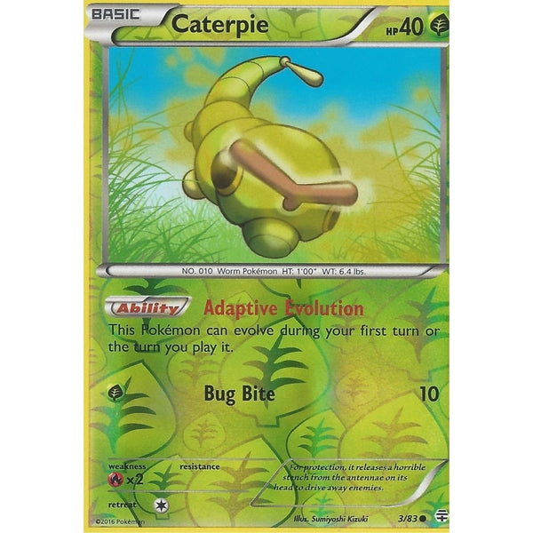 POKEMON GENERATION PACK CARD - CATERPIE - 3/83 REV HOLO