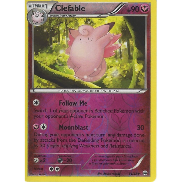 POKEMON GENERATION PACK CARD - CLEFABLE 51/83 REV HOLO