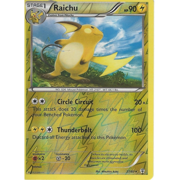 POKEMON GENERATION PACK CARD - RAICHU 27/83 REV HOLO