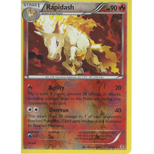 POKEMON GENERATION PACK CARD - RAPIDASH 15/83 REV HOLO