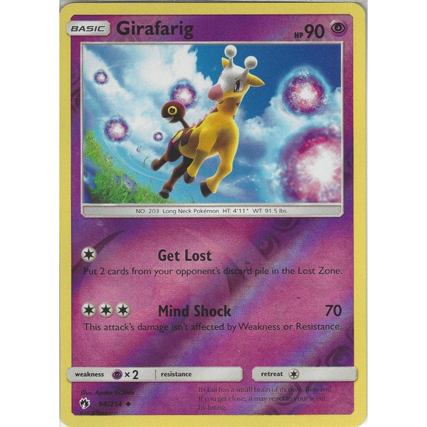 Pokemon Girafarig - 94/214 - Uncommon Reverse Holo Card - SM8 Lost Thunder