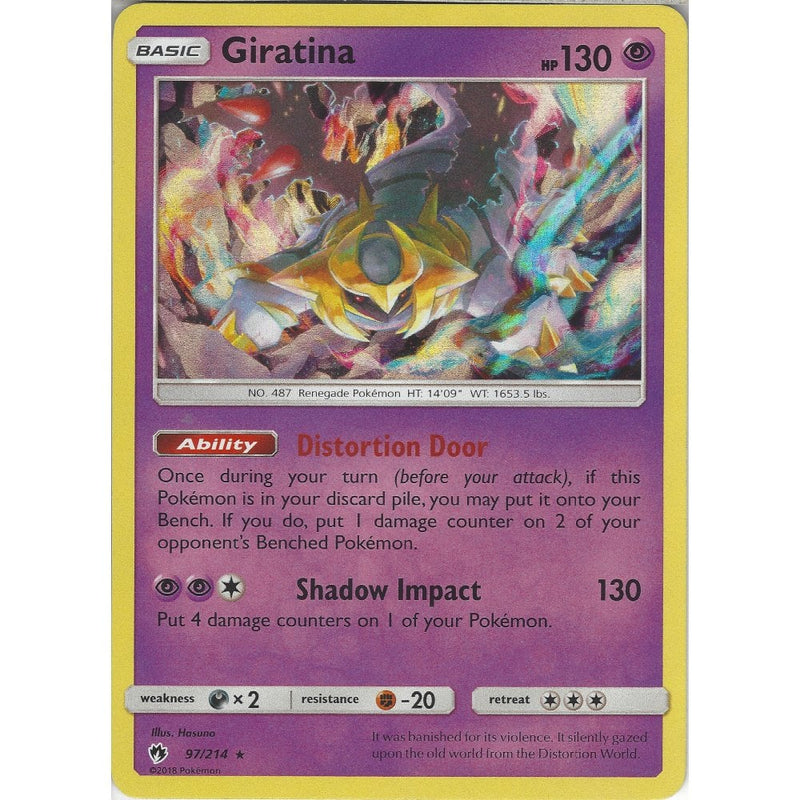 Pokemon Giratina - 97/214 - Rare Holo Card - SM8 Lost Thunder - Recaptured LTD Pokemon Giratina - 97/214 - Rare Holo Card - SM8 Lost Thunder - Recaptured LTD