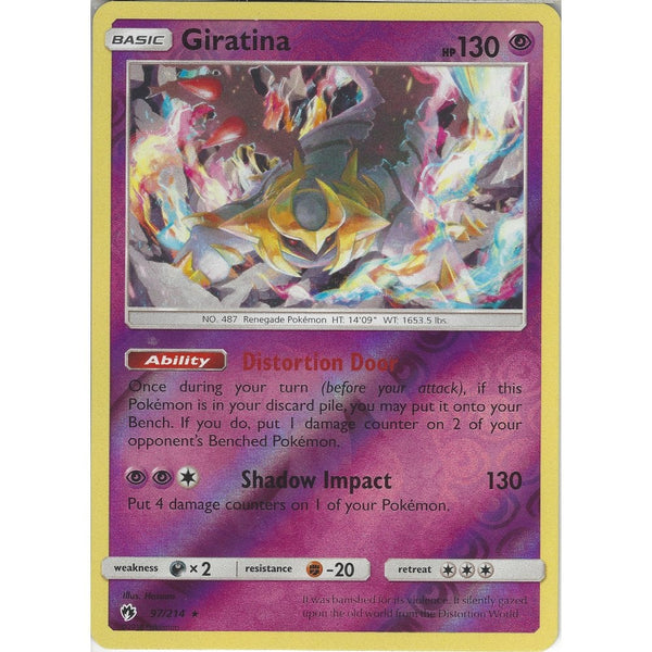 Pokemon Giratina - 97/214 - Rare Reverse Holo Card - SM8 Lost Thunder