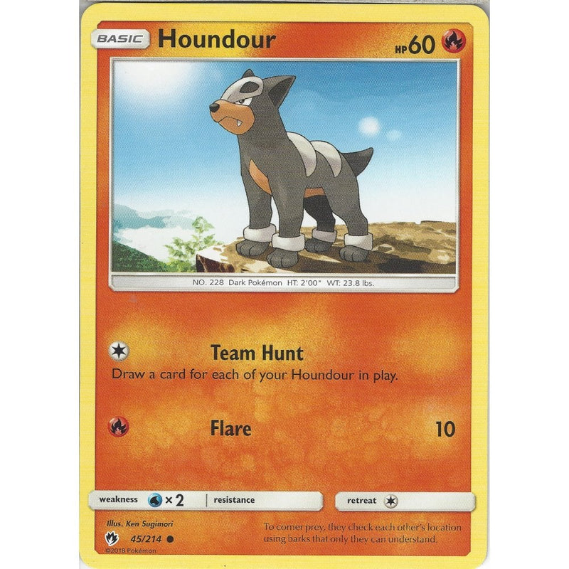 Pokemon Houndour - 45/214 - Common Card - SM8 Lost Thunder