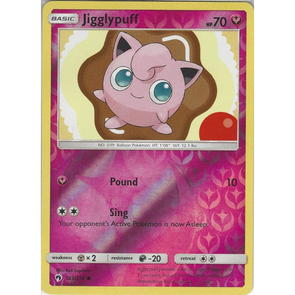 Pokemon Jigglypuff - 133/214 - Common Reverse Holo Card - SM8 Lost Thunder
