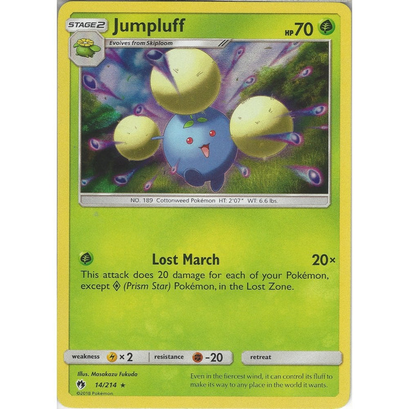Pokemon Jumpluff - 14/214 - Rare Holo Card - SM8 Lost Thunder - Recaptured LTD Pokemon Jumpluff - 14/214 - Rare Holo Card - SM8 Lost Thunder - Recaptured LTD