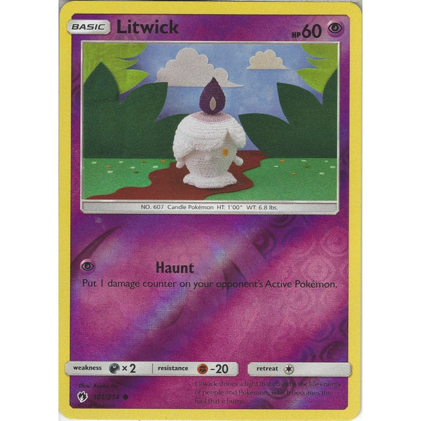 Pokemon Litwick - 101/214 - Common Reverse Holo Card - SM8 Lost Thunder