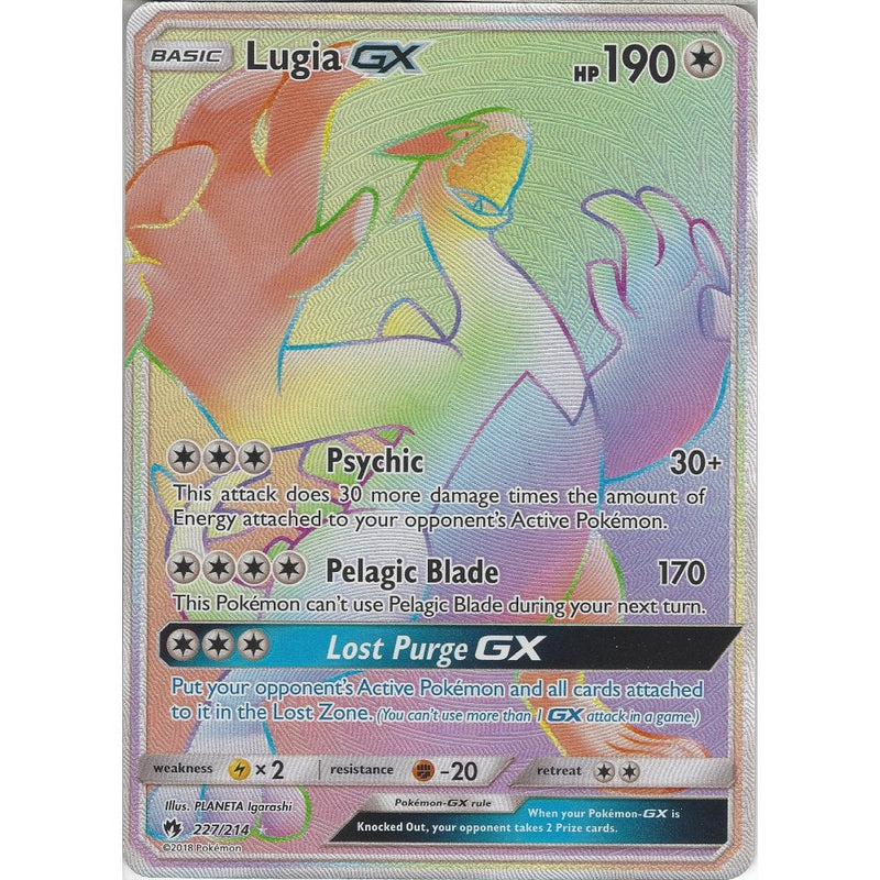 Pokemon Lugia GX - 227/214 - Rare Rainbow Card - SM8 Lost Thunder - Recaptured LTD Pokemon Lugia GX - 227/214 - Rare Rainbow Card - SM8 Lost Thunder - Recaptured LTD