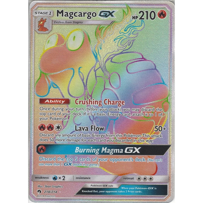 Pokemon Magcargo GX - 218/214 - Rare Rainbow Card - SM8 Lost Thunder - Recaptured LTD Pokemon Magcargo GX - 218/214 - Rare Rainbow Card - SM8 Lost Thunder - Recaptured LTD