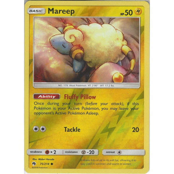 Pokemon Mareep - 75/214 - Common Reverse Holo Card - SM8 Lost Thunder