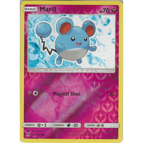 Pokemon Marill - 135/214 - Common Reverse Holo Card - SM8 Lost Thunder