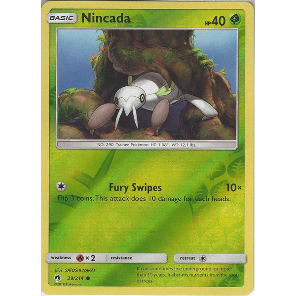 Pokemon Nincada - 29/214 - Common Reverse Holo Card - SM8 Lost Thunder