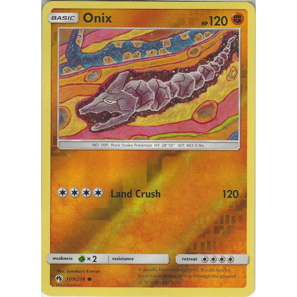 Pokemon Onix - 109/214 - Common Reverse Holo Card - SM8 Lost Thunder