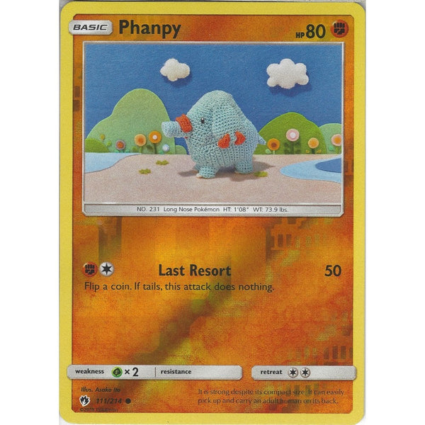 Pokemon Phanpy - 111/214 - Common Reverse Holo Card - SM8 Lost Thunder