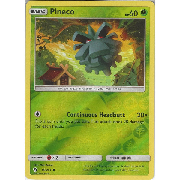 Pokemon Pineco - 15/214 - Common Reverse Holo Card - SM8 Lost Thunder
