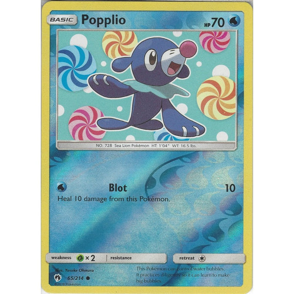 Pokemon Popplio - 65/214 - Common Reverse Holo Card - SM8 Lost Thunder