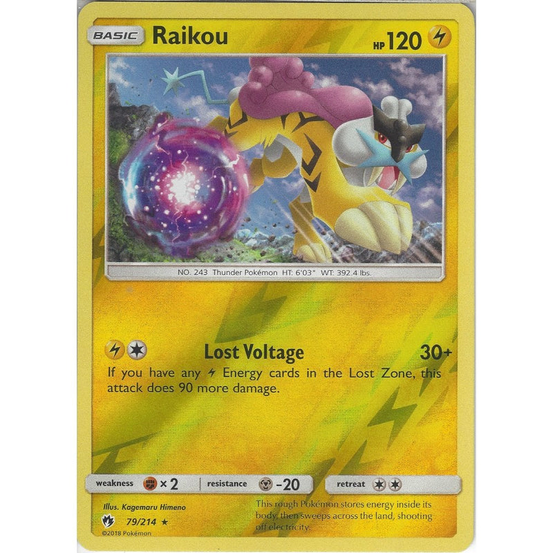 Pokemon Raikou - 79/214 - Rare Reverse Holo Card - SM8 Lost Thunder - Recaptured LTD Pokemon Raikou - 79/214 - Rare Reverse Holo Card - SM8 Lost Thunder - Recaptured LTD
