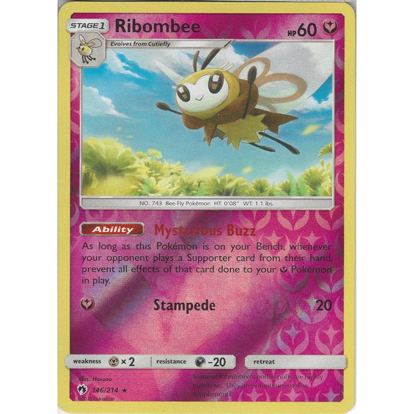 Pokemon Ribombee - 146/214 - Rare Reverse Holo Card - SM8 Lost Thunder