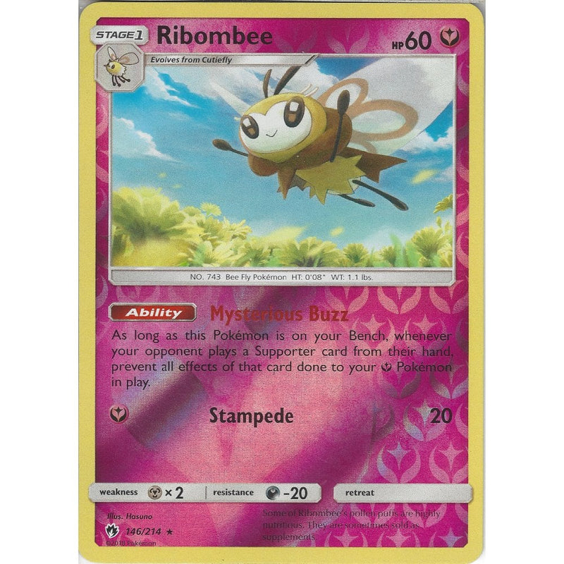 Pokemon Ribombee - 146/214 - Rare Reverse Holo Card - SM8 Lost Thunder