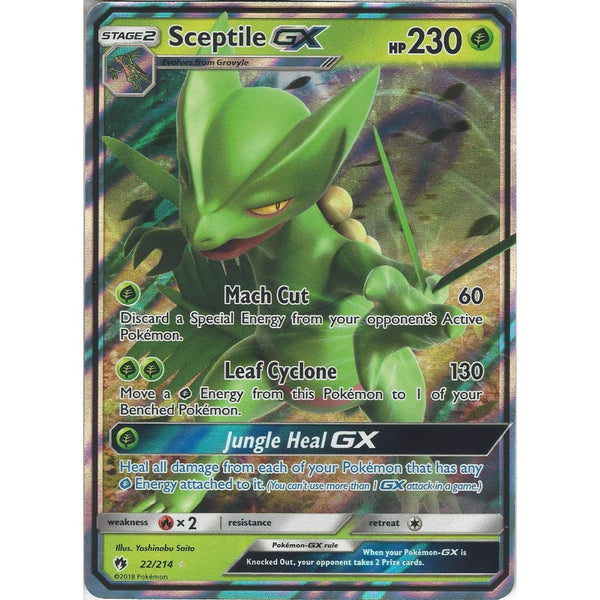 Pokemon Sceptile GX - 22/214 - Rare Holo GX Card - SM8 Lost Thunder