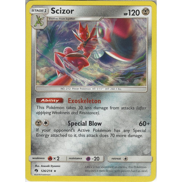 Pokemon Scizor - 126/214 - Rare Holo Card - SM8 Lost Thunder