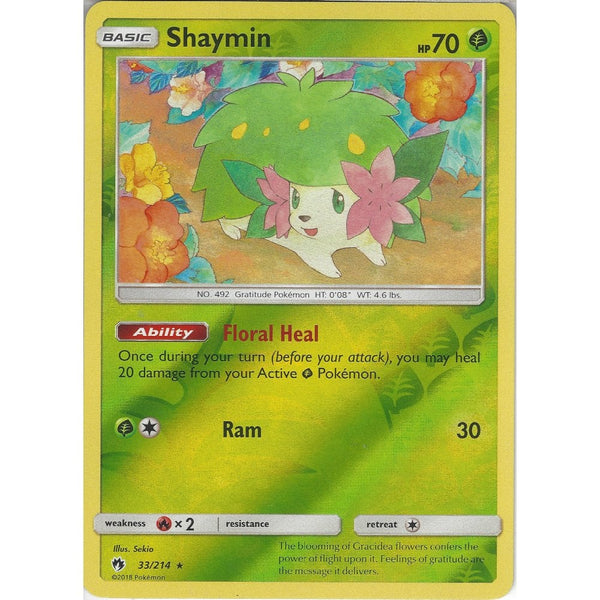 Pokemon Shaymin - 33/214 - Rare Reverse Holo Card - SM8 Lost Thunder