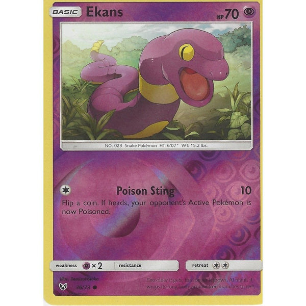 Pokemon Shining Legends Card: EKANS - 36/73 - Reverse Holo