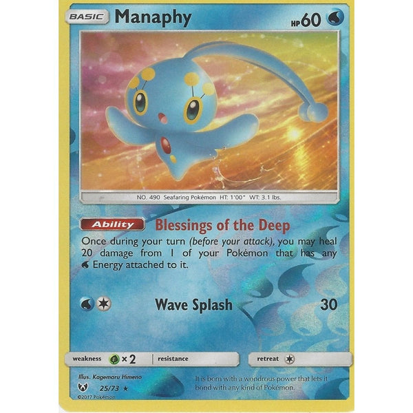 Pokemon Shining Legends Card: MANAPHY - 25/73 - Rare Reverse Holo