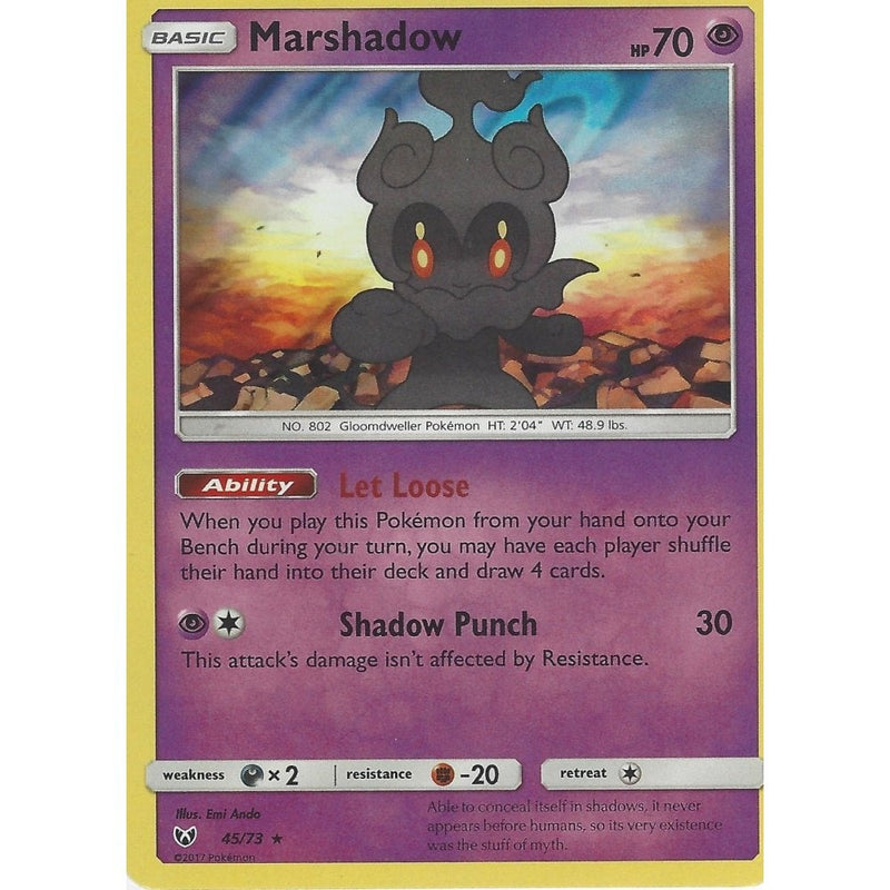 pokemon shining legends rare cards Pokemon Shining Legends Card: MARSHADOW - 45/73 - Rare Holo