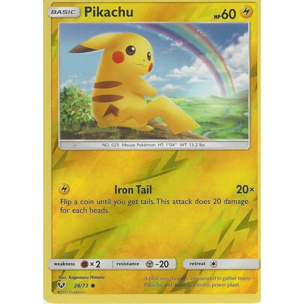 Pokemon Shining Legends Card: PIKACHU - 28/73 - Reverse Holo