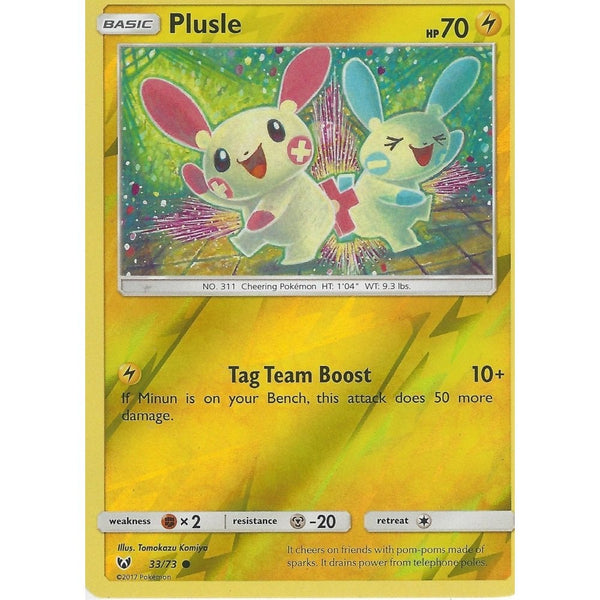 Pokemon Shining Legends Card: PLUSLE - 33/73 - Reverse Holo