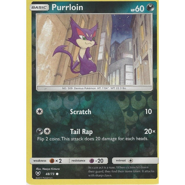 Pokemon Shining Legends Card: PURRLOIN - 48/73 - Reverse Holo