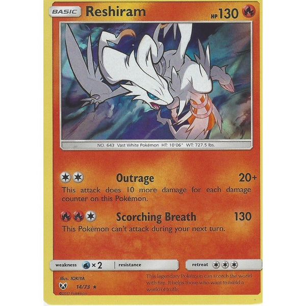 Pokemon Shining Legends Card: RESHIRAM - 14/73 - Rare Holo