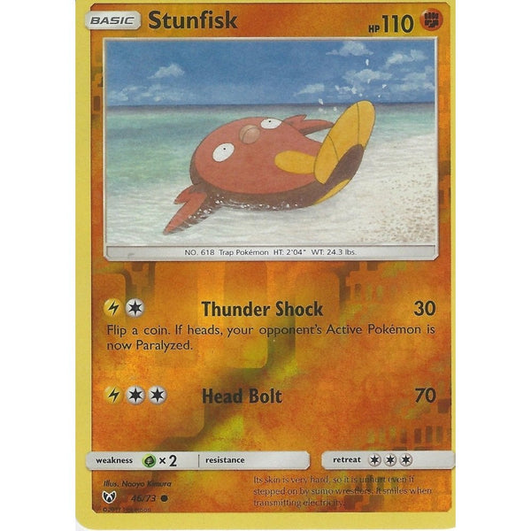 Pokemon Shining Legends Card: STUNFISK - 46/73 - Reverse Holo