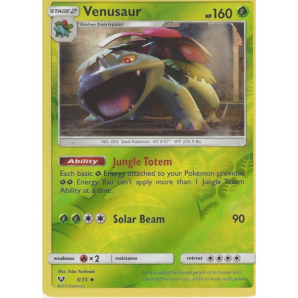 Pokemon Shining Legends Card: VENUSAUR - 3/73 - Reverse Holo