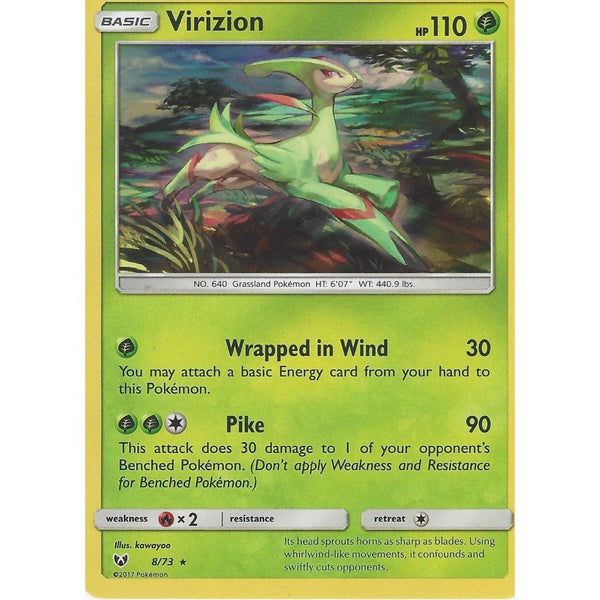 Pokemon Shining Legends Card: VIRIZION - 8/73 - Rare Holo